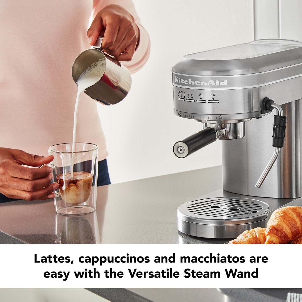 Metal Semi-Automatic Espresso Machine - Brushed Stainless Steel - Image 2