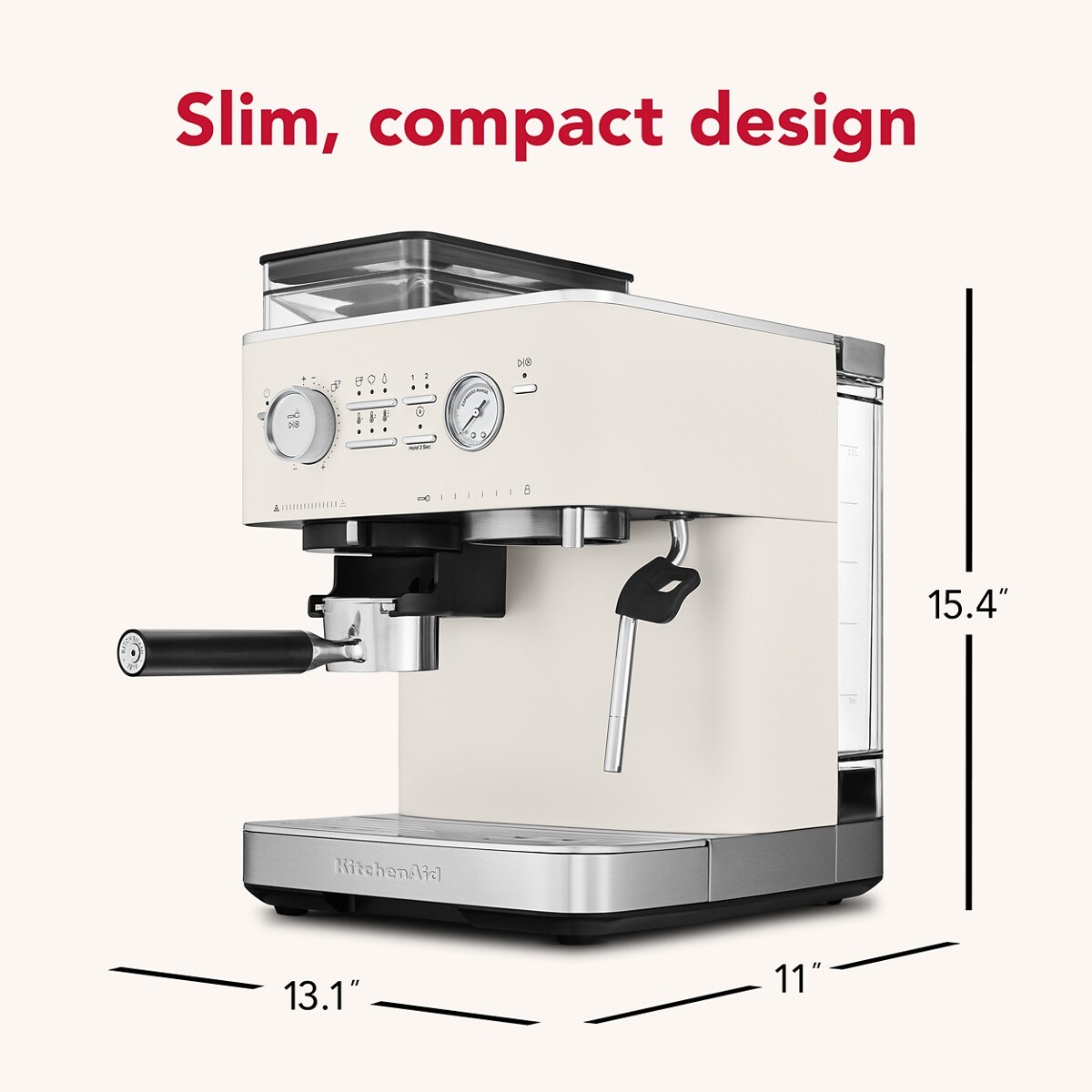 Semi Automatic Espresso Machine with Burr Grinder - Porcelain White - Image 2