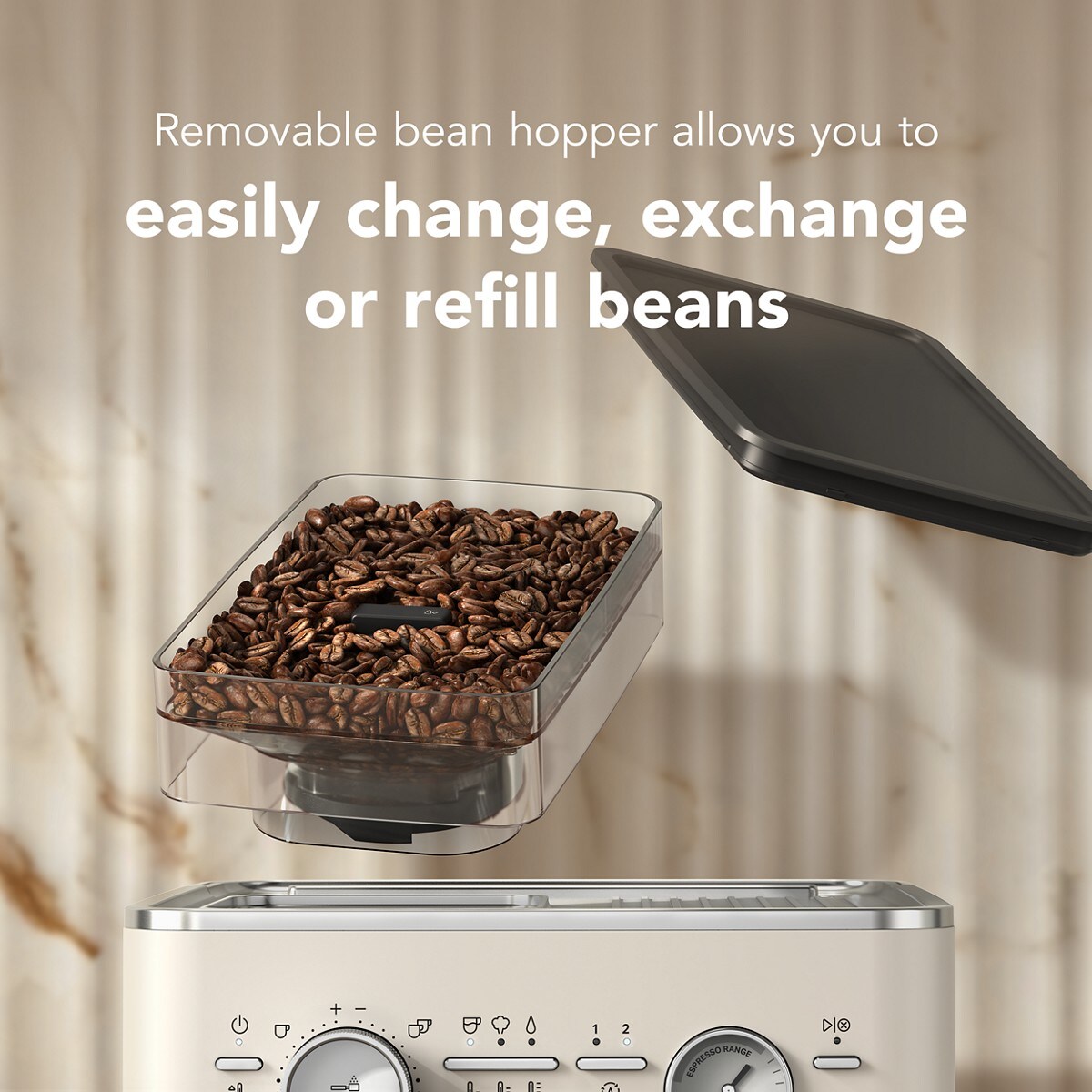 Semi Automatic Espresso Machine with Burr Grinder - Porcelain White - Image 4
