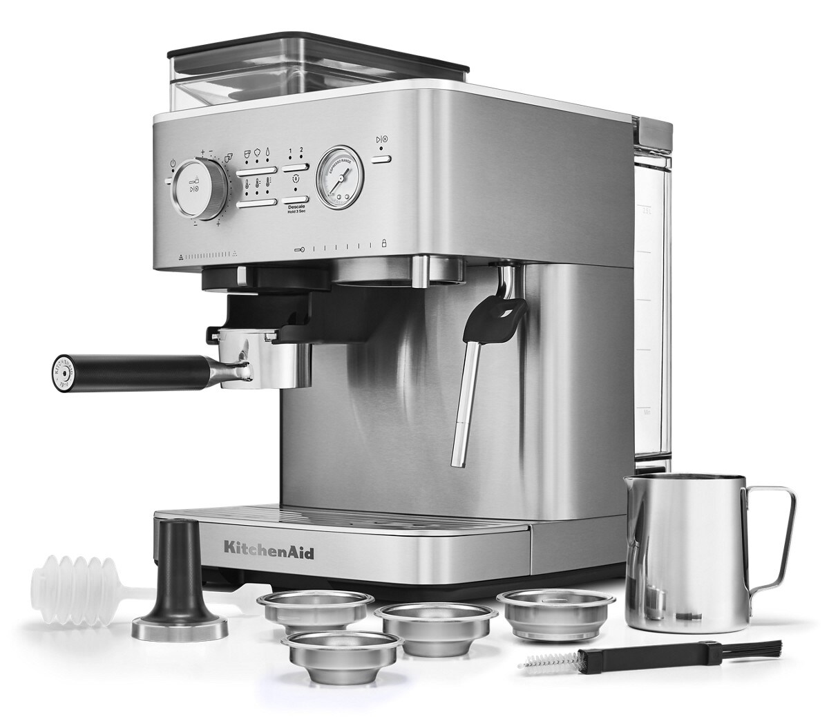 Semi Automatic Espresso Machine with Burr Grinder - Brushed Stainless Steel