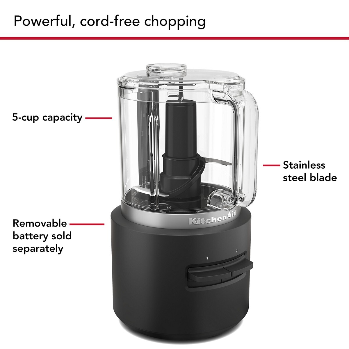 KitchenAid Go® Cordless Food Chopper - battery sold separately - Black Matte - Image 4