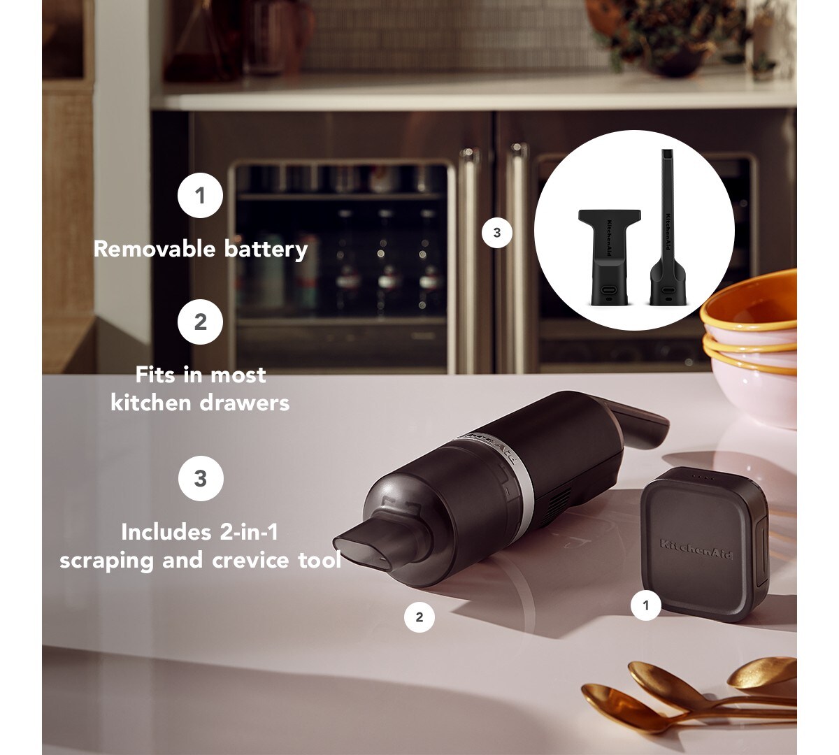 KitchenAid Go™ Cordless Kitchen Vacuum - battery included - Black Matte - Image 3