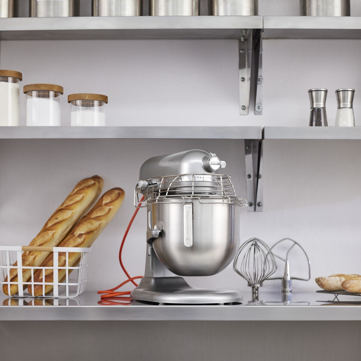 NSF Certified® Commercial Series 8 Quart Bowl-Lift Stand Mixer with Stainless Steel Bowl Guard - Contour Silver - Image 5