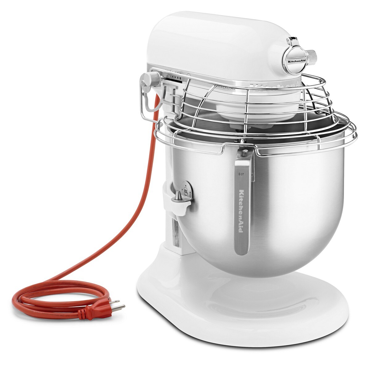 NSF Certified® Commercial Series 8 Quart Bowl-Lift Stand Mixer with Stainless Steel Bowl Guard - White
