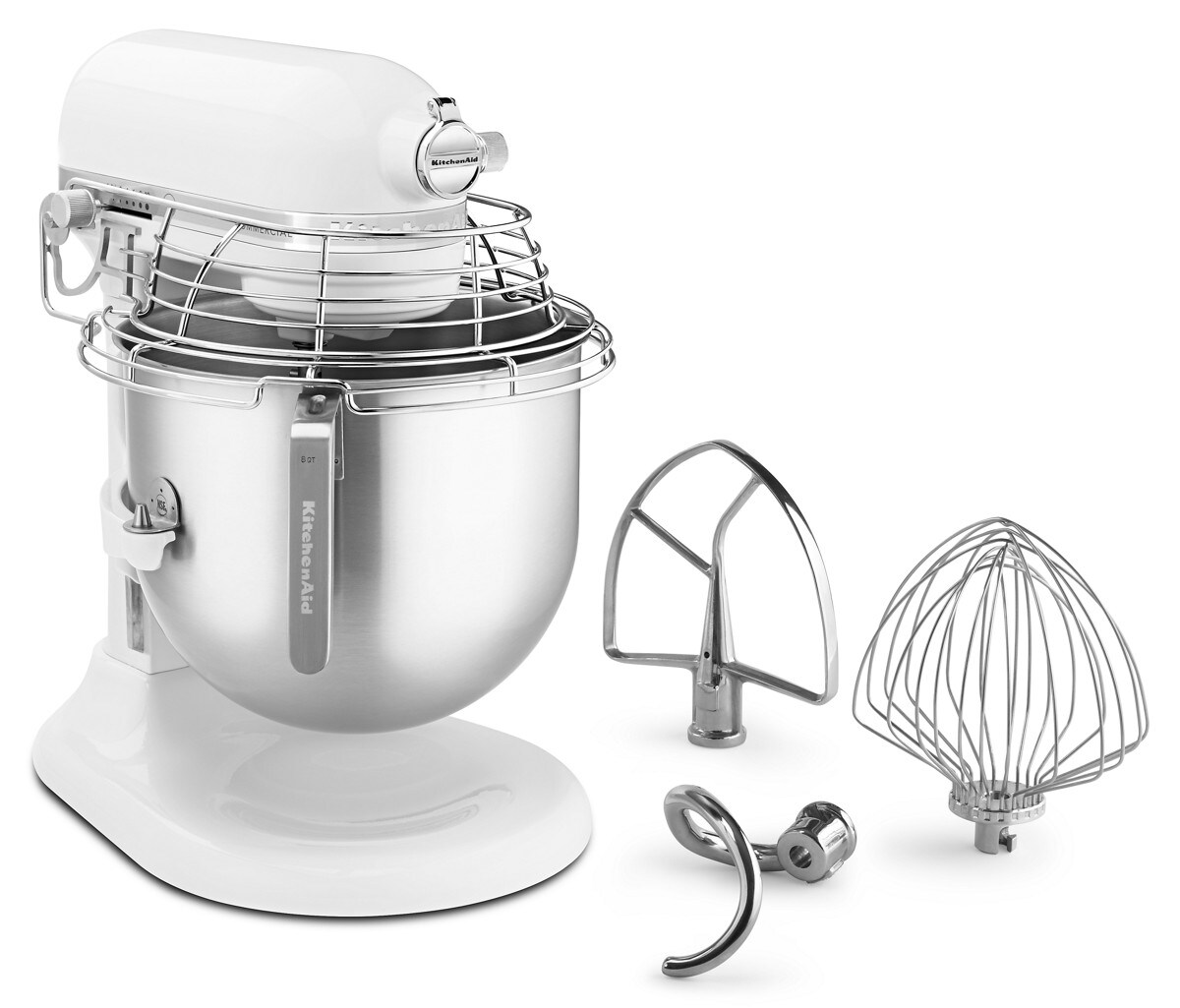 NSF Certified® Commercial Series 8 Quart Bowl-Lift Stand Mixer with Stainless Steel Bowl Guard - White - Image 2