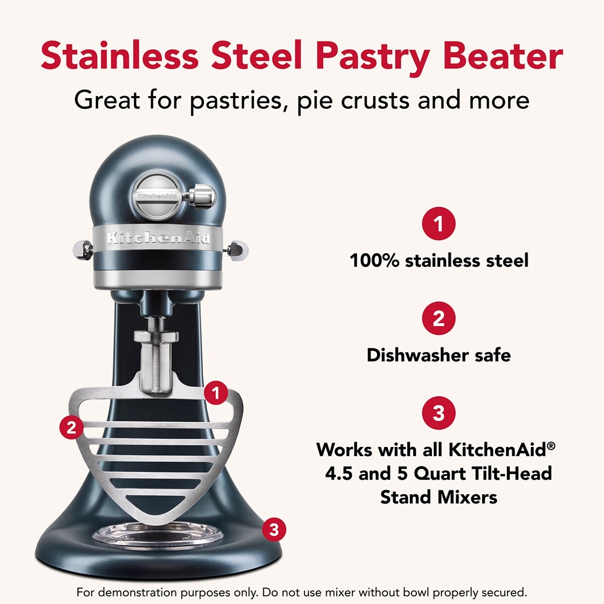 Durable stainless pastry beater for select KitchenAid® tilt-head stand mixers - Stainless Steel - Image 6