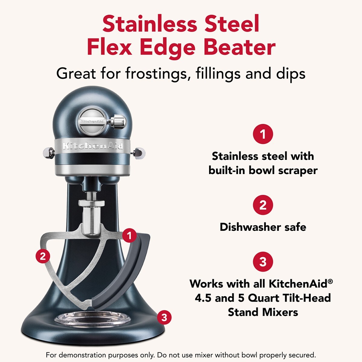 Durable stainless steel flex edge beater for select KitchenAid® tilt-head stand mixers - Image 6
